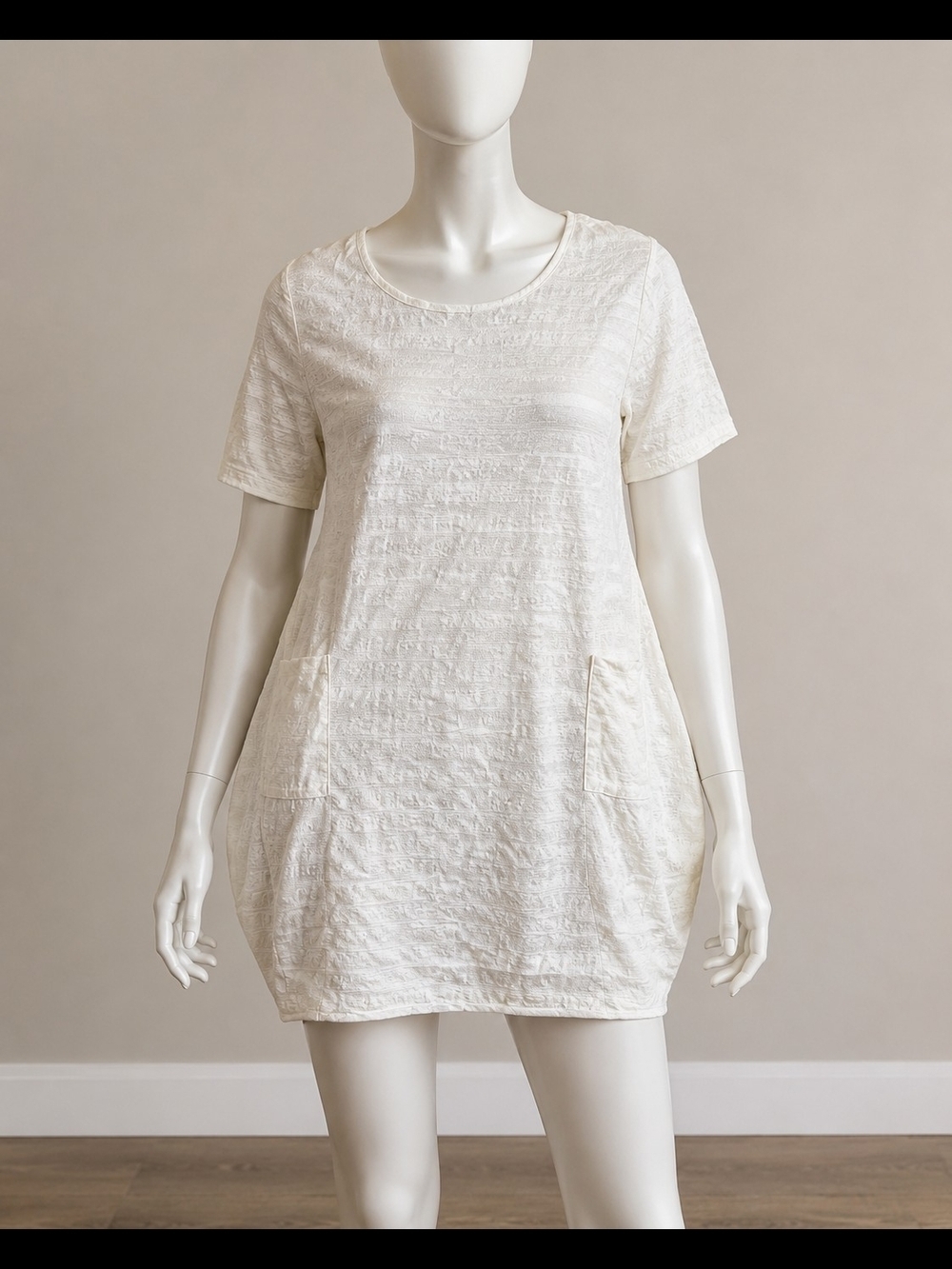 Beyond Capri Made In Italy 100% Cotton White Pocket Tunic Dress One Size